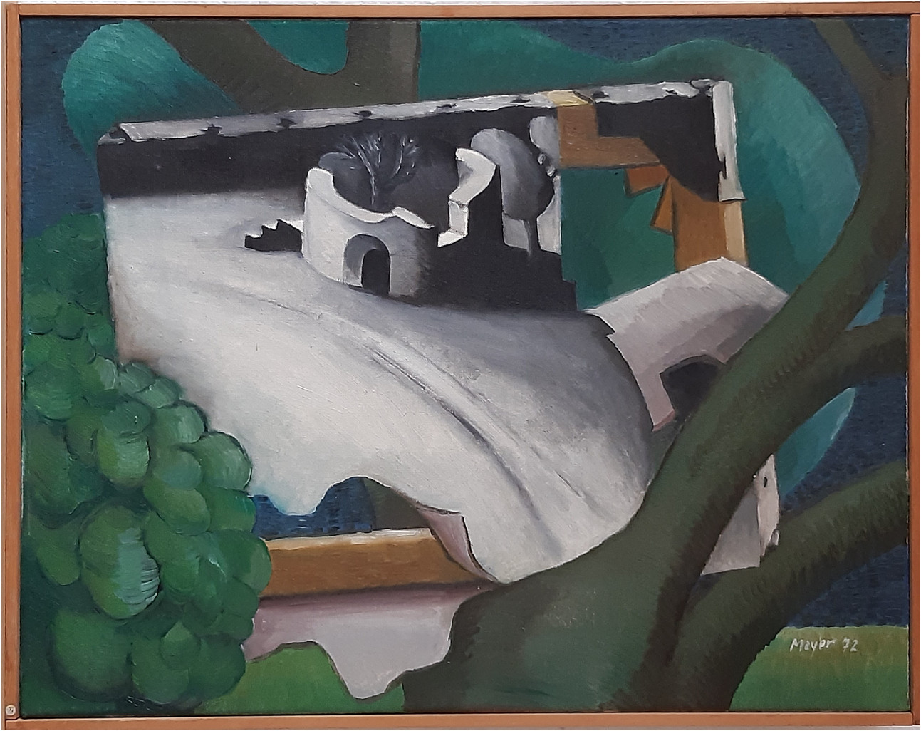 CC Mayer, Ernst W. BILD IM BAUM 55x70 Öl auf L 1972